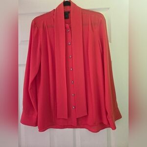 Ann Taylor Orange Blouse with Buttoned Tie Front
